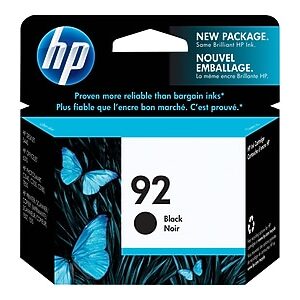 HP 92 Black Standard Yield Ink Cartridge, Prints Up to 220 Pages (C9362WN#140)