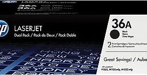 HP 36A Black Standard Yield Toner Cartridge, 2/Pack (CB436D)