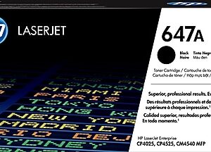 HP 647A Black Standard Yield Toner Cartridge, Prints Up to 8,500 Pages (CE260A)