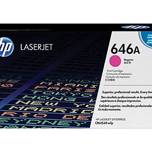 HP 646A Magenta Standard Yield Toner Cartridge, Prints Up to 12,500 pages (CF033A)