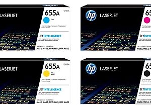 HP 655A Black/Cyan/Magenta/Yellow Standard Yield Toner Cartridge, 4/Pack (CF454A4PK-VB)