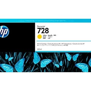 HP 728 Yellow High Yield Ink Cartridge, 300 ml (F9K15A)